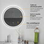 Miroir rond lumineux LED de salle de bain Ø 70 cm mural avec éclairage 3 couleurs interrupteur tactile 23W blanc argent-6