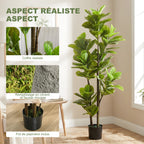 Lot de 2 plantes artificielles intérieures 150 cm, fausse plante à figuier lyre avec pot en ciment, vert-3