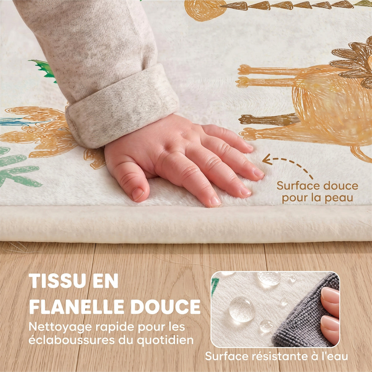 Tapis de Jeu pour Enfants Tapis de Chambre d'Enfant en Mousse Épaisseur 3 cm Motif Animal Base Antidérapante 150x200cm-6