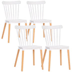 Lot de 4 chaises style scandinave dossier haut assise en polypropylène pieds en hêtre 48 x 52,5 x 83 cm blanc-0