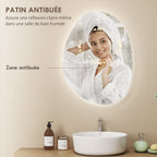 Miroir de Salle de Bain Asymétrique LED 70 x 50 cm - 3 couleurs, anti-buée, montage mural avec interrupteur tactile-4