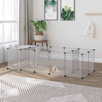 Lot de 2 enclos parc modulable pour petits animaux 40 panneaux pour lapin hamster chiot cochon 175 x 70 x 45 cm blanc-1
