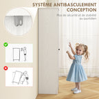 Armoire de Rangement buffet cuisine avec 2 étagères réglables- Hauteur 170 cm en Bois Blanc-6
