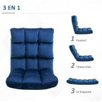 Fauteuil Convertible Fauteuil Paresseux Grand Confort Inclinaison Dossier Multipositions 90°-180° Bleu Roi-3