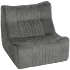 Canapé Paresseux Chaise de Sol à Silhouette Papillon avec Poches Latérales, sans Assemblage, 80x90x76cm, Gris Châtaigne-0