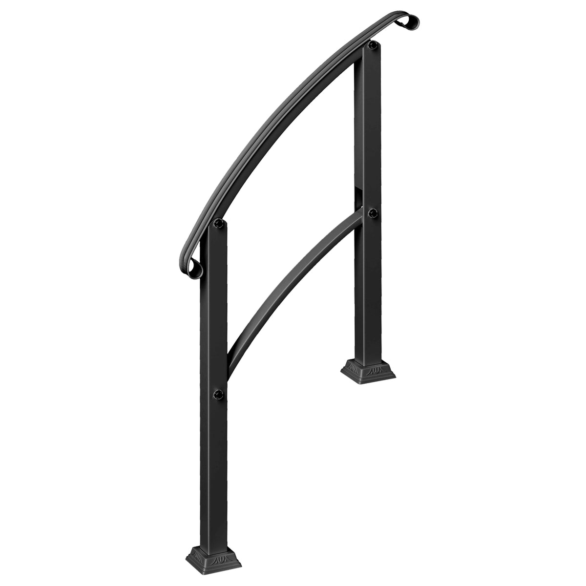 Rampe d'escalier 1 à 3 marches garde-corps pour escalier réglable 0-45° avec kit d'installation 71 x 8 x 148 cm noir-0