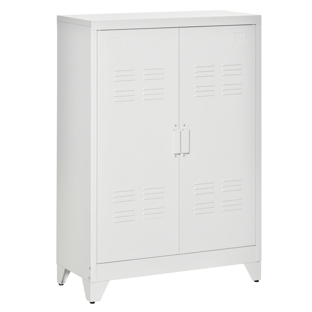 Armoire de bureau à 3 niveaux meuble de rangement bureau métallique 2 portes étagères réglables 75 x 33 x 110 cm blanc-0