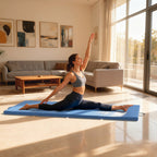 Tapis de gymnastique yoga pilates fitness pliable en 4 avec poignées revêtement synthétique 180 x 80 x 5 cm bleu clair-6