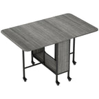 Table pliante de cuisine extensible salle à manger sur roulettes jusqu'à 6 personnes étagère intégrée, 6 roues, Gris-0