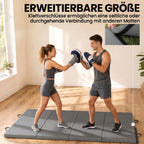 Tapis de gymnastique yoga pilates fitness pliable en 4 avec poignées revêtement synthétique 180 x 80 x 5 cm gris-5