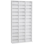 Étagère Rangement CD/DVD Meuble de Rangement pour 1116 CDs 36 Compartiments réglables en Hauteur Blanc-0