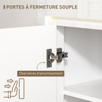 Buffet salon, meuble de rangement avec éclairage LED 4 tiroirs portes à fermeture douce 120 x 34 x 80 cm, blanc brillant-7