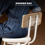 Lot de 2 tabourets de bar, chaises de bar, assise rembourrée 75,5H cm, dossier et repose-pieds, bois naturel et blanc-4