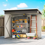 Abri de jardin en métal cabane jardin extérieure triple porte verrouillable toit incliné aérations 234x132x185cm gris-7