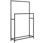 Porte serviettes sur pied sèche serviette 2 niveaux en métal pour la salle de bain, dim. 66l x 20P x 110H cm, noir-0