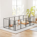 Parc pour chien, enclos chien 12 panneaux modulable et pliable, portable en acier avec porte 68 x 80 noir-9