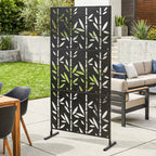 Panneau Brise Vue décoratif Extérieur Claustra Décoratif Jardin 3 Panneaux à motif Bambou métal 92x40x192cm Noir-9