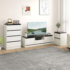 Meuble TV pour Télévision jusqu'à 60" avec 2 Armoires, 1 Étagère Ouverte, 1 Tiroir, Moderne, 140x35x40cm, Noir et Blanc-8