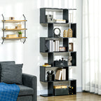 Bibliothèque étagère Zig zag Design Contemporain 80L x 23l x 192H cm 6 Niveaux Noir-9