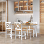 Lot de 4 chaises de salle à manger en bois massif chaise de cuisine esprit campagne dossier croisé blanc et chêne-1