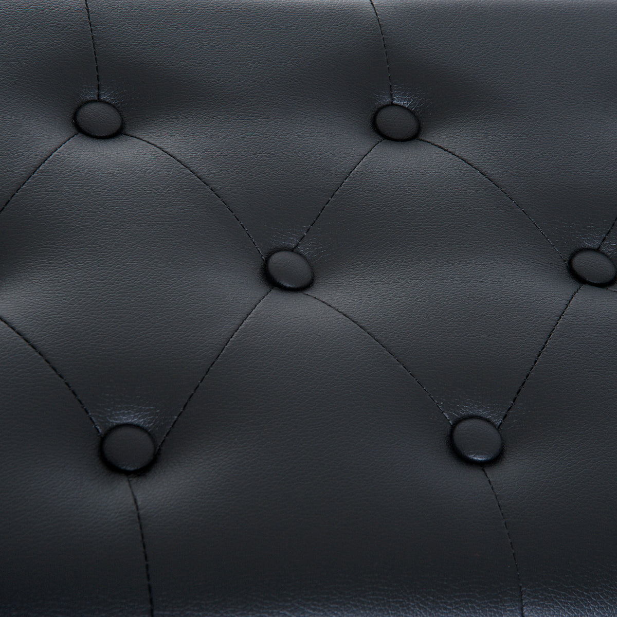 Banquette tabouret siège pour piano avec coffre de rangement pied bois caoutchouc assise capitonnée noir-6
