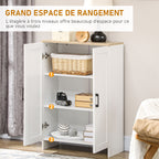 Buffet meuble cuisine rangement avec placard à portes et étagères réglables, 60 x 30 x 90 cm, blanc-7
