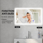 Miroir de salle de bain rectangulaire mural lumineux LED horizontal ou vertical, 100 x 60 cm-5