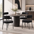 Lot de 4 chaises de salle à manger avec dossier en tissu pieds en acier 51 x 51 x 76 cm noir-7