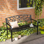 Banc de Jardin terrasse en Acier Fonte Noir 2 Places 127 x 60 x 87 cm Charge Max 240 Kg-6