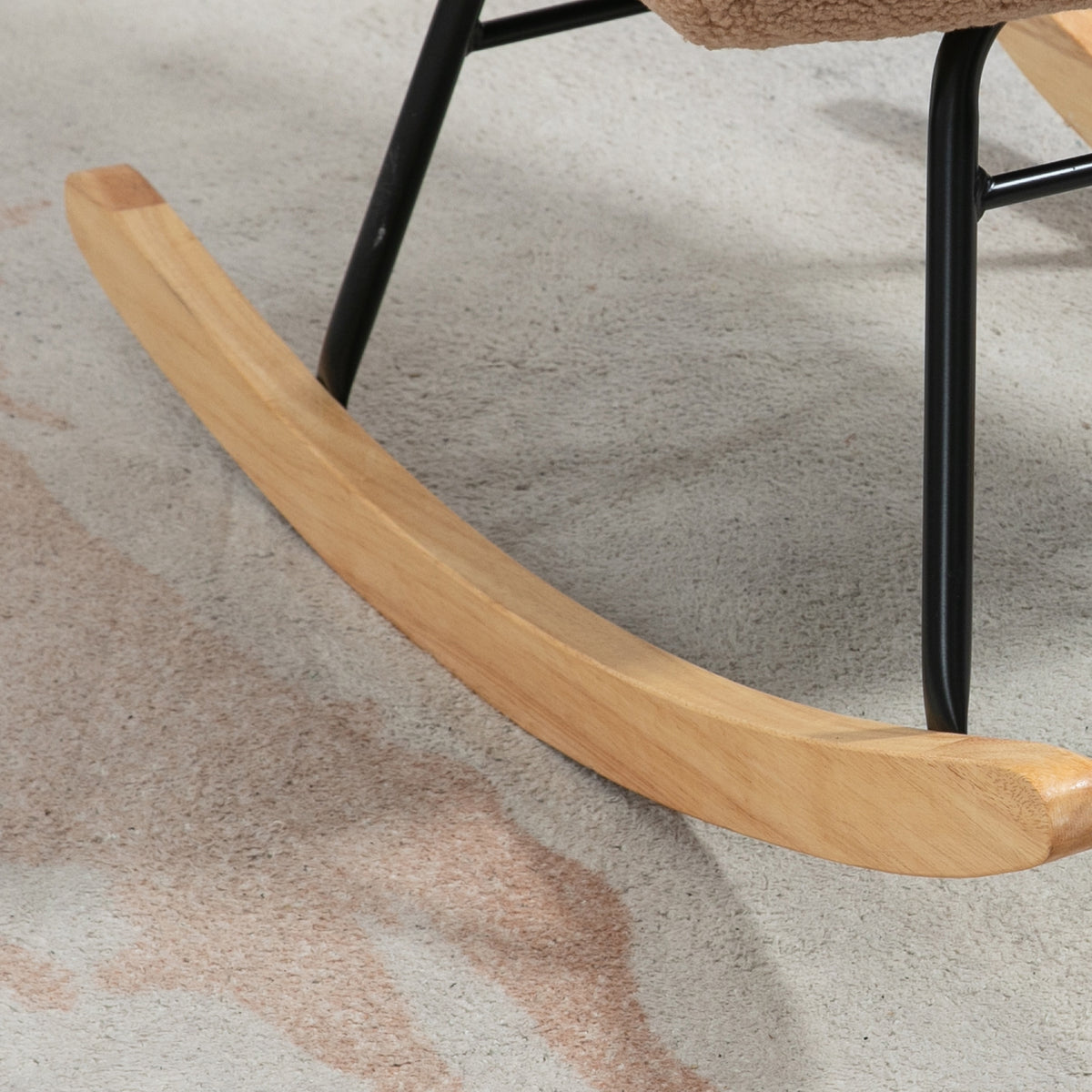 Fauteuil à bascule rocking chair revêtement effet laine bouclée, structure en acier 71 x 98 x 101 cm marron-7