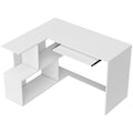 Bureau d'angle bureau en L avec étagères de rangement, plateau à clavier coulissant, 120x100x76cm, blanc-0