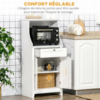 Meuble armoire micro-ondes pour cuisine avec 1 tiroir, 2 Portes 60 x 40 x 122,5 cm - MDF - Blanc-4