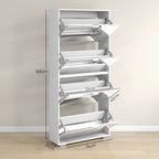 Meuble à chaussures 2 en 1 façades miroir 4 portes abattants, étagères réglables, jusqu'à 24 paires, 76l x 26P x 168H cm-2