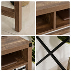 Bureau Design Industriel Grand Plateau 2 niches métal Noir Panneaux Particules Imitation Bois veinage Marron-5