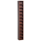 Rangements pour CD et DVD, étagère colonne de rangement, meuble de rangement avec 12 compartiments, capacité max. 204 CD, 21 x 20 x 175 cm, marron-0