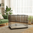 Cage caisse de transport pliante pour chien poignée, plateau amovible, coussin fourni 105 x 70 x 75 cm noir-1