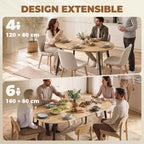 Table à manger extensible ovale pour 4 à 6 personnes, table de cuisine 120-160 cm, bords arrondis, chêne-3