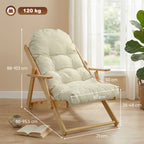 Fauteuil Chaise de Salon Pliable et inclinable en Bois Fauteuil Relax Confortable avec Coussin capitonné épais-2