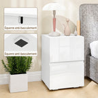 Lot de 2 Tables de Chevet, Tables d'Appoint avec 2 Tiroirs, Façades à Haute Brillance, Plateau Large, 40x40x58cm, Blanc-5