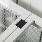Clapier cage à lapins rongeurs sur roulettes 2 portes verrouillables - 108 x 58 x 73,5 cm bois massif jaune-7