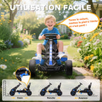 Kart à pédales pour enfants, karting enfant 3 à 6 ans avec roue libre, frein, roues EVA antidérapantes, bleu-4