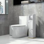 Meuble de salle de bain support papier toilette avec placard et étagères réglables 20 x 20 x 80 cm blanc-6