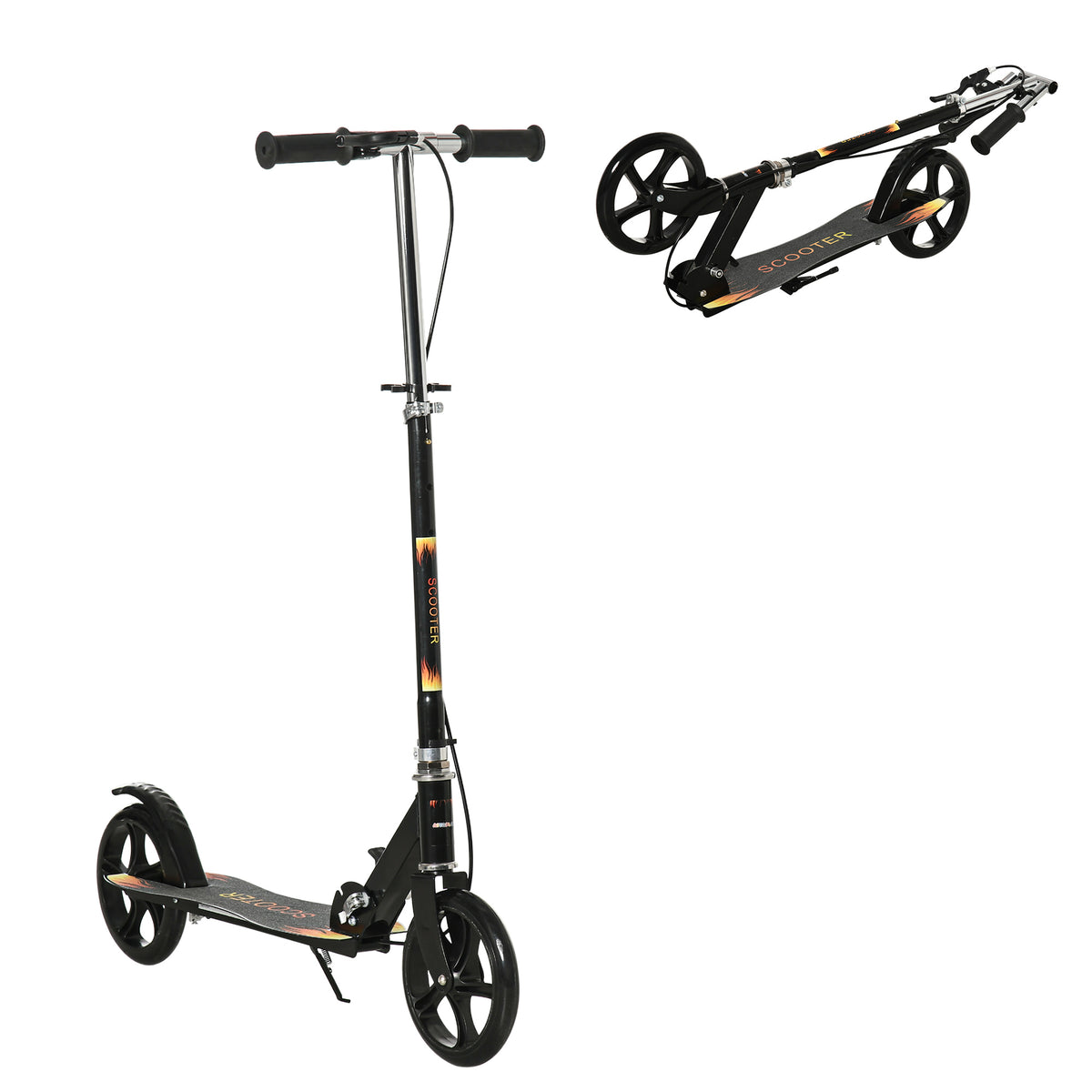 Trottinette pliable pour enfant avec guidon réglable en hauteur et double frein 86 x 35 x 93-103 cm noir-0
