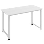 Table d'ordinateur table de salle à manger 120L x 60l x 76H cm Multifonction Grand Plateau Blanc cadre en métal-0