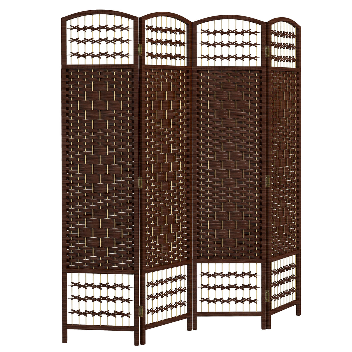 Paravent intérieur en bois séparateur de pièce cloison pliable 4 panneaux 160 x 170 cm marron-0