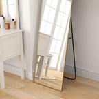 Grand miroir pleine longueur rectangulaire, 50 x 160 cm, miroir sur pied, mural ou pocé contre mur, doré-8