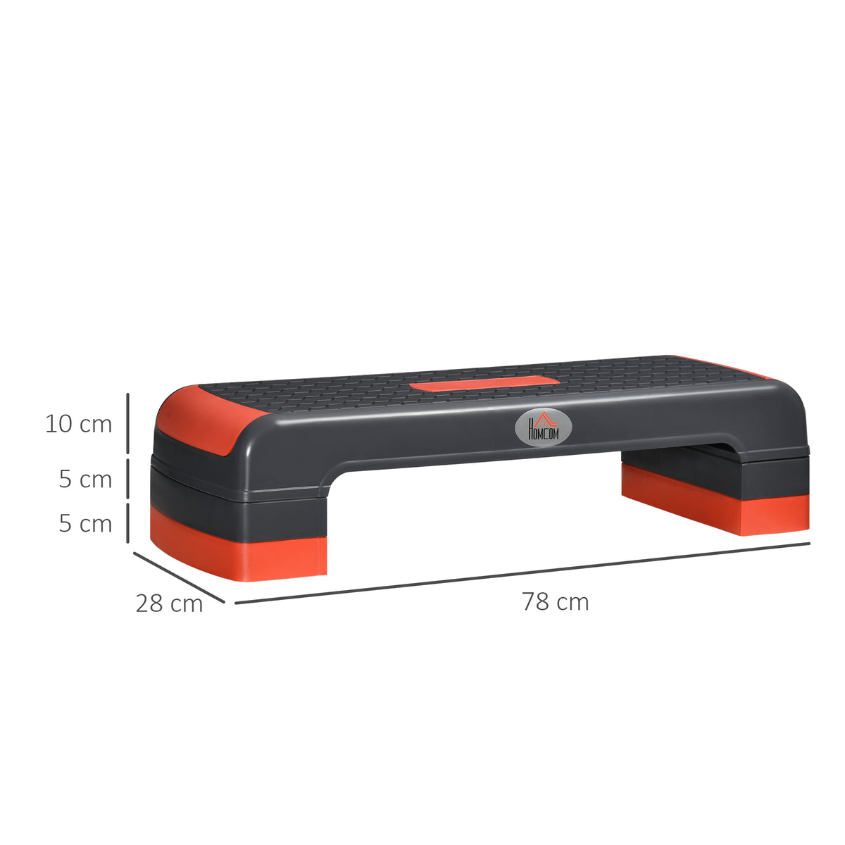 Stepper aérobic fitness hauteur réglable 3 niveaux surface antidérapante 78 x 28 x 20 cm gris et rouge-2