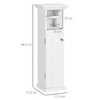Meuble de salle de bain support papier toilette avec placard et sortie papier en bois blanc-2
