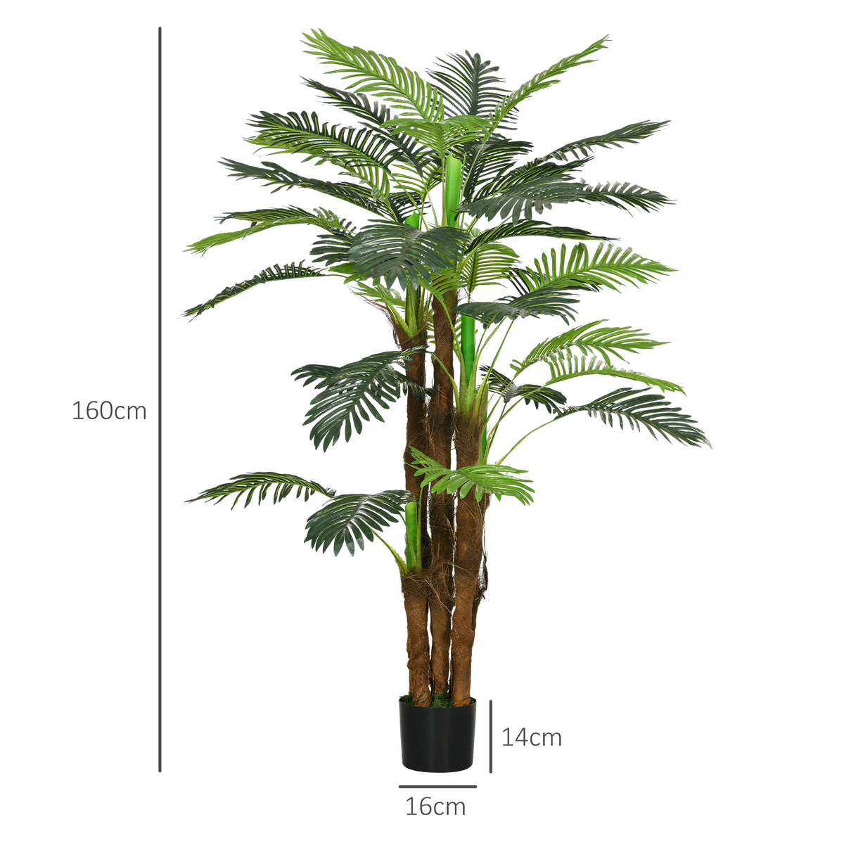 Palmier Artificiel H.1,6 m Arbre Artificiel Tronc Branches Lichen Feuilles Grand réalisme Pot Inclus-2