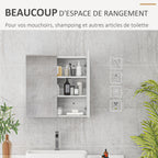 Armoire murale de salle de bain miroir placard de rangement 2 portes 3 niveaux étagère réglable 60 x 15 x 60 cm blanc-3